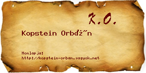 Kopstein Orbán névjegykártya